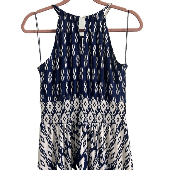 Blue and White Patterned Maxi Dress Patterned Size 6 Wedding Guest Shower Boho - Picture 7 of 9